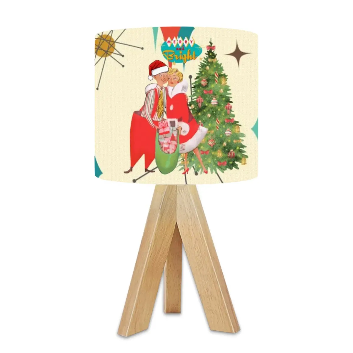 Holiday Kitsch Mid Mod Christmas Table Tripod  Lamp