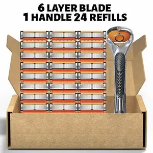 【Father’sDayGift】Men’s Razor Blade Replacement,48PCS Razor Blades & 1 Handle, Sharp Handheld Razor for Daily Shaving & Head Grooming, Father’s Day Gift for Dad