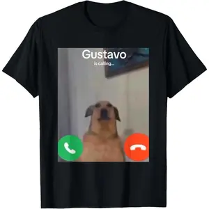 Gustavo The Dog is Calling Funny Meme Gen Z Alpha Brainrot T-Shirt Cotton unisex T-shirt