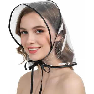 6 count Women's Rain Bonnet with Visor Clear  Rain Hat Plastic  Rains Caps Scarf for Women Hairstyle