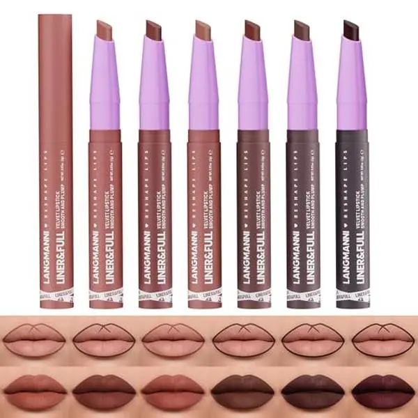 6Pcs 2-in-1 Lipstick and Liner Set, Matte Lip Combo (Bold Sculpt Deep) | Creamy Matte Formula, Flat Edge Tip For Easy Lining, Gradient Ombre Lip Effect, Long Lasting Wear, Makeup Gift Set For Women
