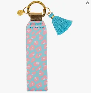 Leopard Pink & Blue Key Fob