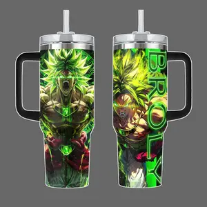 [VG Street Lab] Broly Legendary Super Saiyan Dragon Ball Z 20oz & 40oz Tumbler With Handle – Anime Stainless Steel Cup, Insulated Travel Mug, Saiyan Warrior Drinkware, Iced Coffee Tumbler, Gift For Otaku & Anime Fans