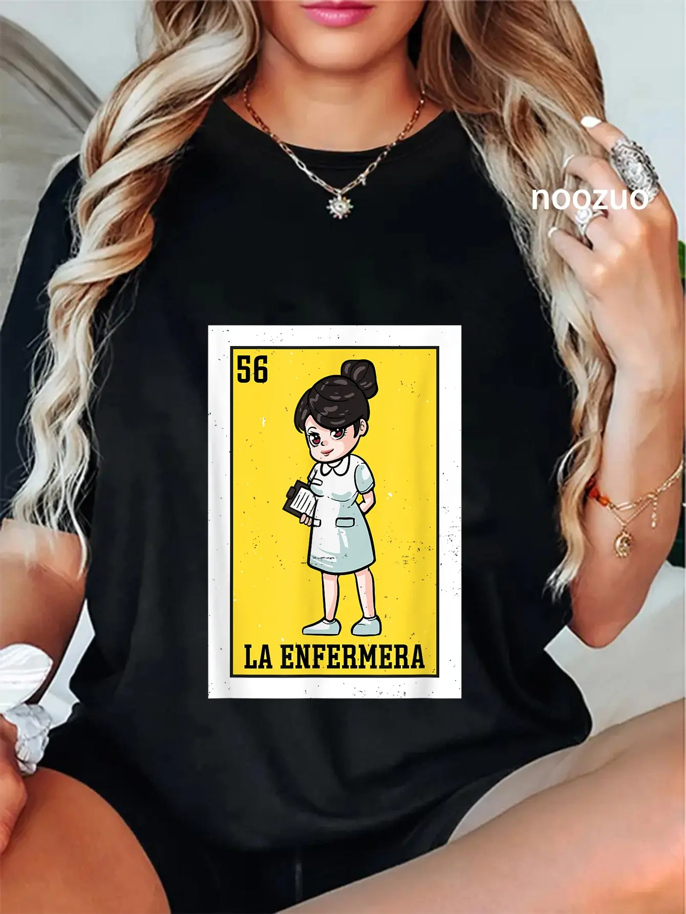100% Cotton La Enfermera Mexican Bingo Nurse Gifts For Women La Enfermera T-Shirt
