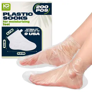 200Pcs Disposable Foot Covers for Feet Moisturizer Socks - Plastic Pedicure Foot Spa Liners Disposable Foot Socks Pedicure Lotion Socks for Dry Feet - Foot Mask Moisturizing Socks Cracked Heel Socks Nail Skin Care Hydrate Moisture Hydrating