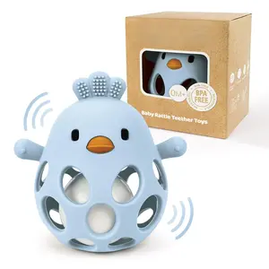 X- STT10 Baby Teething Toys for 3-6 Months, Easy Grasp Silicone Infant Rattle Teether Toy for 0-12 Months, BPA-Free Food Grade Baby Montessori Sensory Toys, Soft Infant Chew Toys for Teething Relief