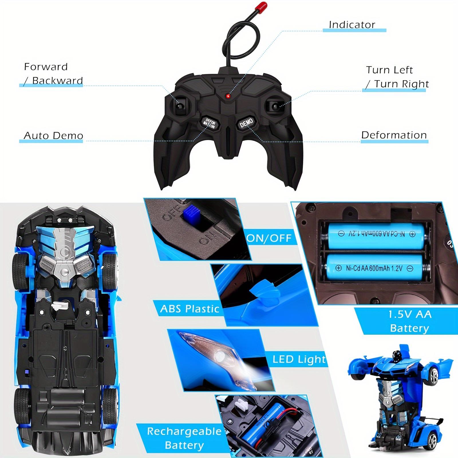 One-Button Transforming Robot Car Toy with LED Light & Sound Stunts – 360° Omnidirectional Stunt Vehicle for Boys Girls Age 3+ – Remote Control Deformation Truck, Educational STEM Christmas Birthday Gift for Kids