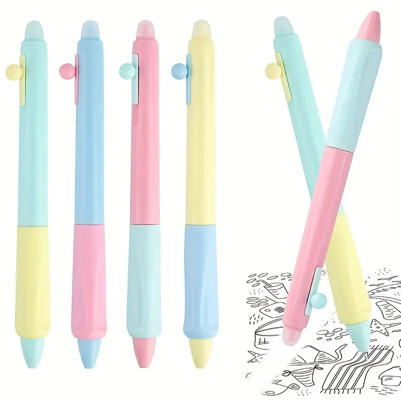 4-pack erasable gel ink pens: retractable, 0.5mm fine nib, blue and black ink, smooth writing, suitable for home, school and office - a lovely, beautiful and Aesthetic Gel Pens, Writing Instrument, Retractable Clicker Pens