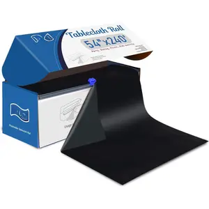 Black Plastic Tablecloth Roll Disposable Tablecloth: 54in X 240ft Black Table Cover with Easy Slide  Plastic Table Cloths for for Picnic, Parties, Festivals