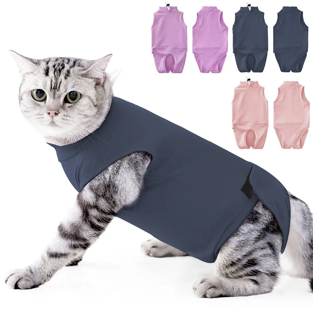 Adjustable cat sterilization suit with horizontal buckle, breathable and high elasticity, anti licking wound, isolated from external contact. Postoperative suit, skin friendly and non irritating, anti stripping pet rehabilitation suit Clothing