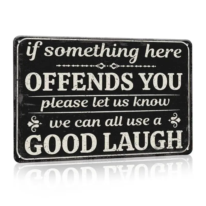 Letter Pattern Metal Plaque, If Something Here Offends You Please Let Us Know We Can All Use A Good Laugh Letter Wall Art Decor for Bathroom Living Room