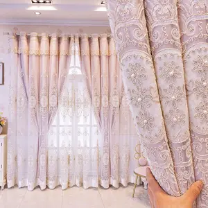 Floral Embroidery Curtain, 1 Count Modern Elegant Curtain, Window Curtain, Home Decorative Curtain for Living Room Bedroom, Home Decor Supplies