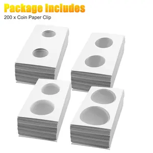 200Pcs 2x2 Coin Flips Cardboard Mylar 4 Sizes Coin Storage Holder for Collection Book