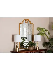 Baxton Studio 193271453092 Eara Elegant Rectangular Decorative Top Accent Wall Mirror - Gold