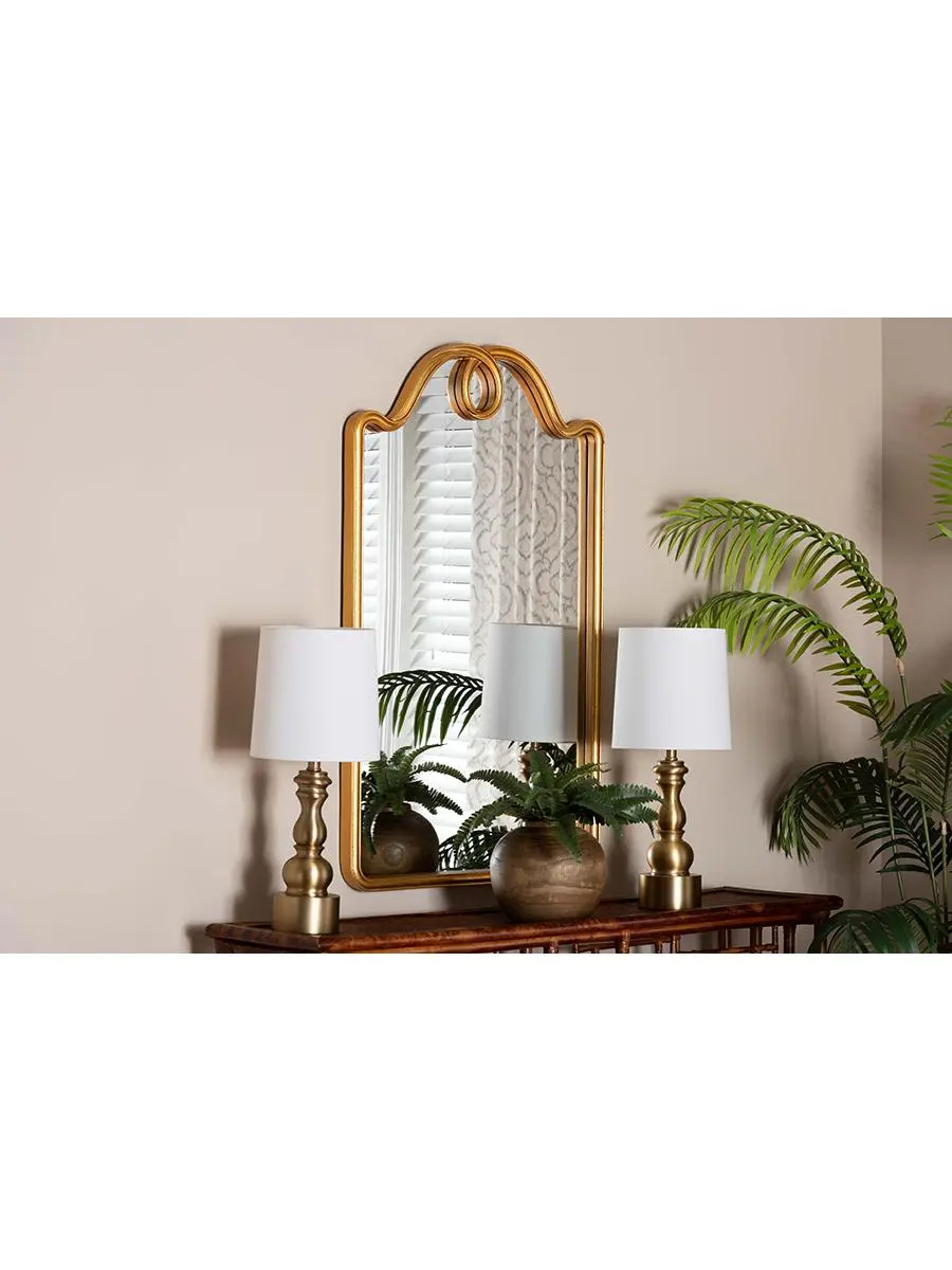 212 MAIN Eara Elegant Vintage Rectangular Wood Frame Glass Accent Wall Mirror - Gold, Ideal for Bathroom, Room Home Improvement Fixtures, Decor, Wooden