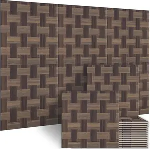BUBOS 6 Pack Self-Adhesive Acoustic Wall Panels,23.6" x 23.6" Sound Proof Panels for Walls,3D Wood Pattern Acoustic Panels,Decorative Sound Absorbing Wall Art for Studio, Home Office(Red Oak)