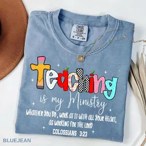 Comfort Colors Teaching Is My Ministry T-Shirt, Christian Teacher Tee, Teacher Bible Verse Tshirt, Faith Shirt, Religious Teacher Tshirt, Retro Teacher Tee