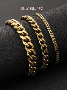 Men's Simple Plain Color Curb Chain Lobster Closure Bracelet, Golden Cuban bracelet，Matching Bracelet Stainless Steel for Party, Daily Clothing Decor, Trendy All-match Cool Male Accessories, Stackable Bracelets, Fashion Bracelet, Bracelet Design