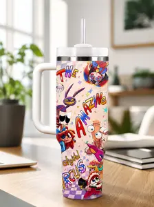 30oz/40oz/20oz POMNI The Amazing Digital Circus Cup, Stainless Steel Tumbler, Perfect Gift for Fans, Birthdays, Christmas, and Special Occasions