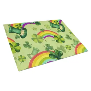212 MAIN Durable Tempered Glass Chopping Board - Large, Heatproof Kitchen Cutting Board for Knives, Featuring Colorful St. Patrick's Day Lucky Leprechaun Artwork