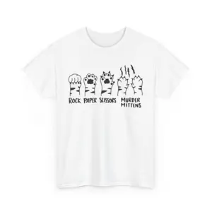 Rock Paper Scissors Cat Paw T-Shirt, Funny Tee for Cat Lovers, Unisex Graphic Shirt, Cute Animal Top, Gift for Cat Owners, Heavy Cotton Tee