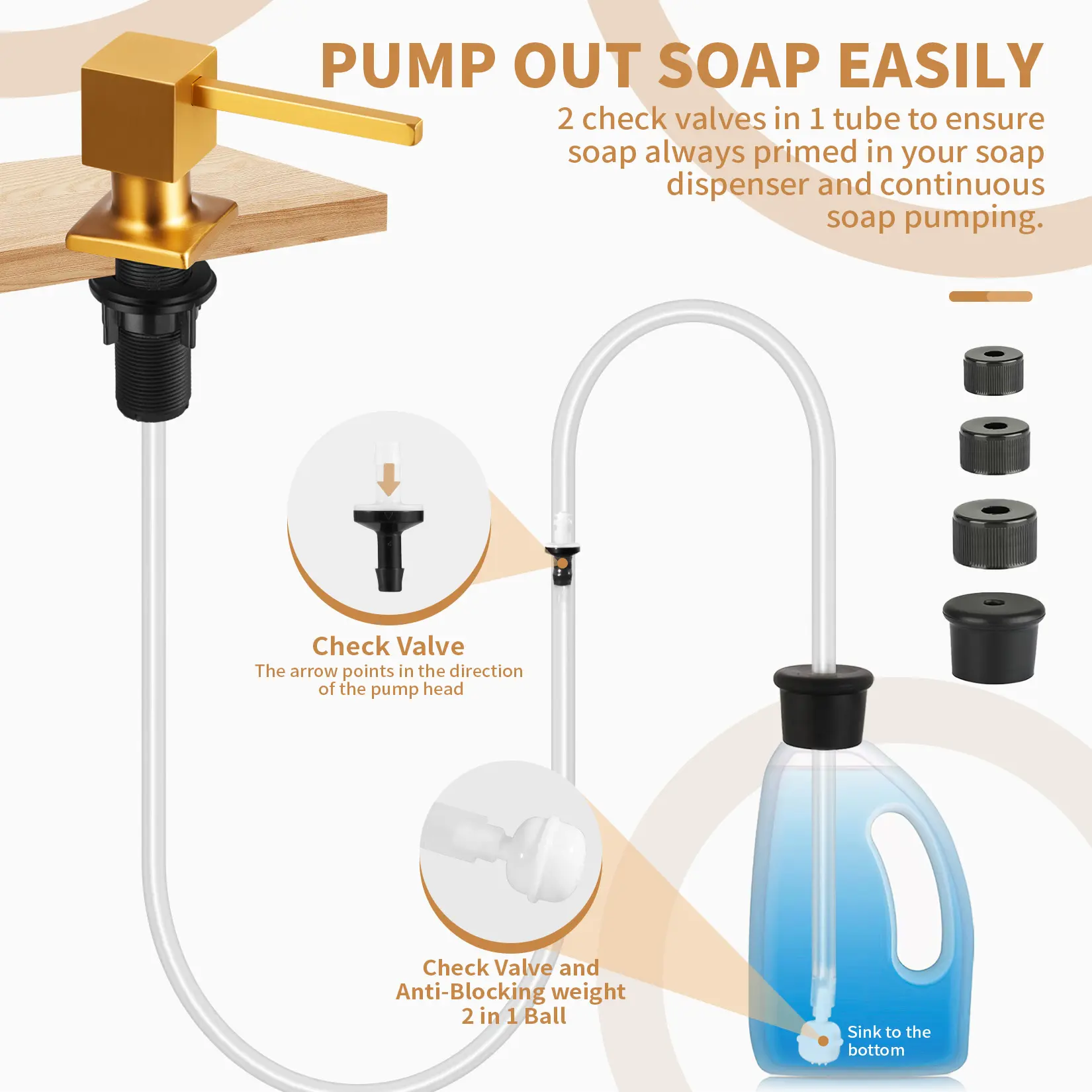 Tube Kit with Square pump head (Gold)