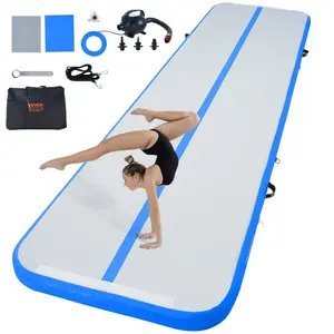 VEVOR Gymnastics Air Mat, 4 inch Thickness Inflatable Gymnastics Tumbling Mat, Tumble Track with Electric Pump, Training Mats for Home Use/Gym/Yoga/Cheerleading/Beach/Park/Water, 16 ft, PinkVEVOR Super Brand Day