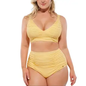 SHAPELLX Smart Sculpt Ruched V-Neck Bikini Top & High-Waisted Bottom Set
