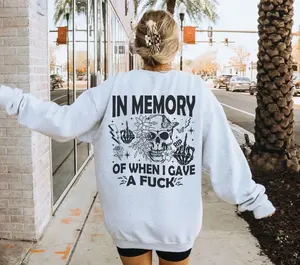 Sarcastic In Memory of when I Gave a F*ck| Adult Humor Sweater| Skeleton Sweater| Trendy Womens Flower Sweater