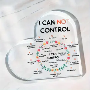Heart Shaped Acrylic Ornament, 1 Count Mental Health Decor, Psychotherapy Affirmations Office Sign, Acrylic Plaque Sign, Acrylic Desktop Decoration, Things I Can Control Heart Acrylic Sign