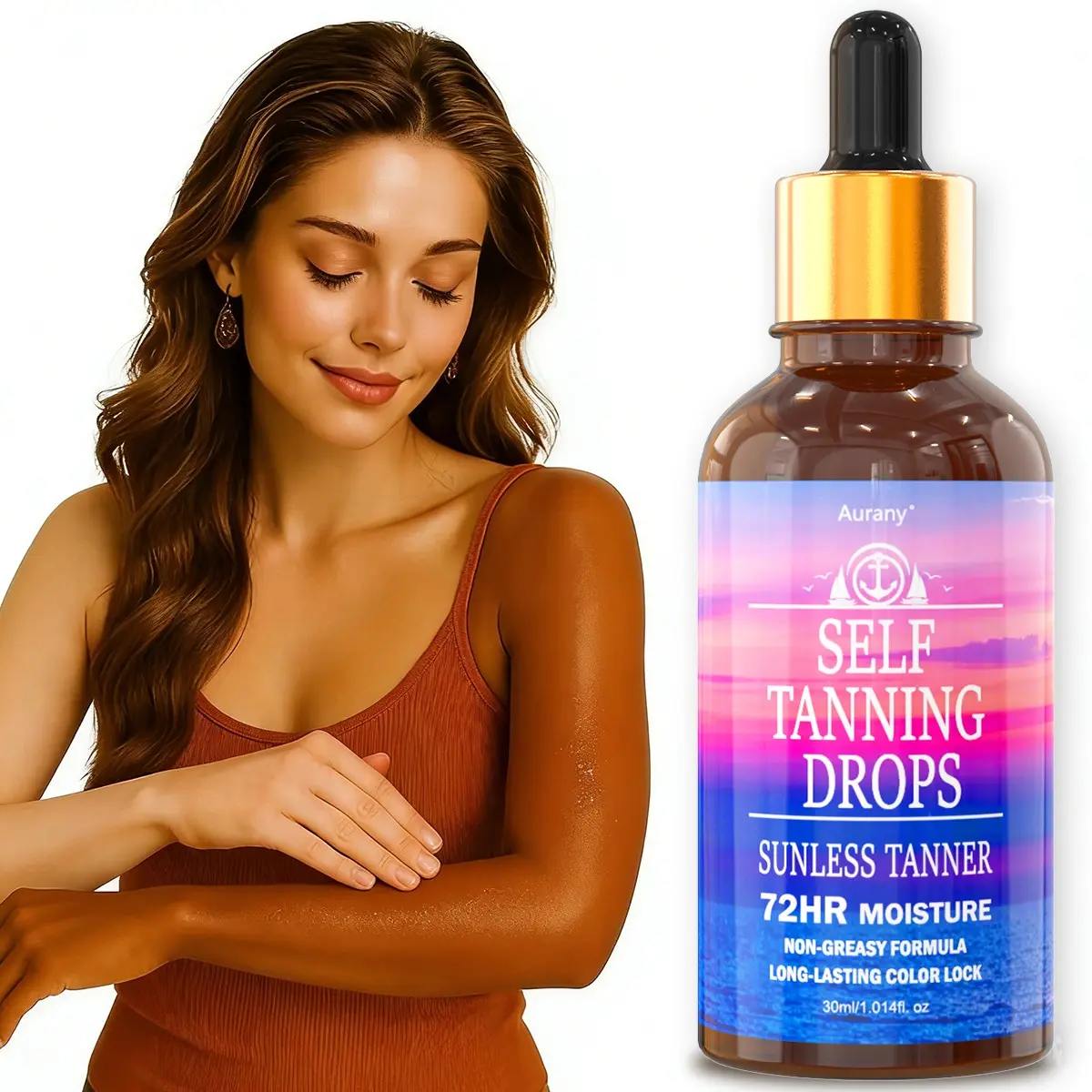 1PC- Tanning Products, Tanning Oil, Browning Lotion, Dark Tanning Lotion, Sunless Self Tanner With 72HR Moisturizing, Non-Greasy Formula & Long-Lasting Color Lock, Get A Natural Glow Without Streaks, Suitable For All Skin Types-30ml