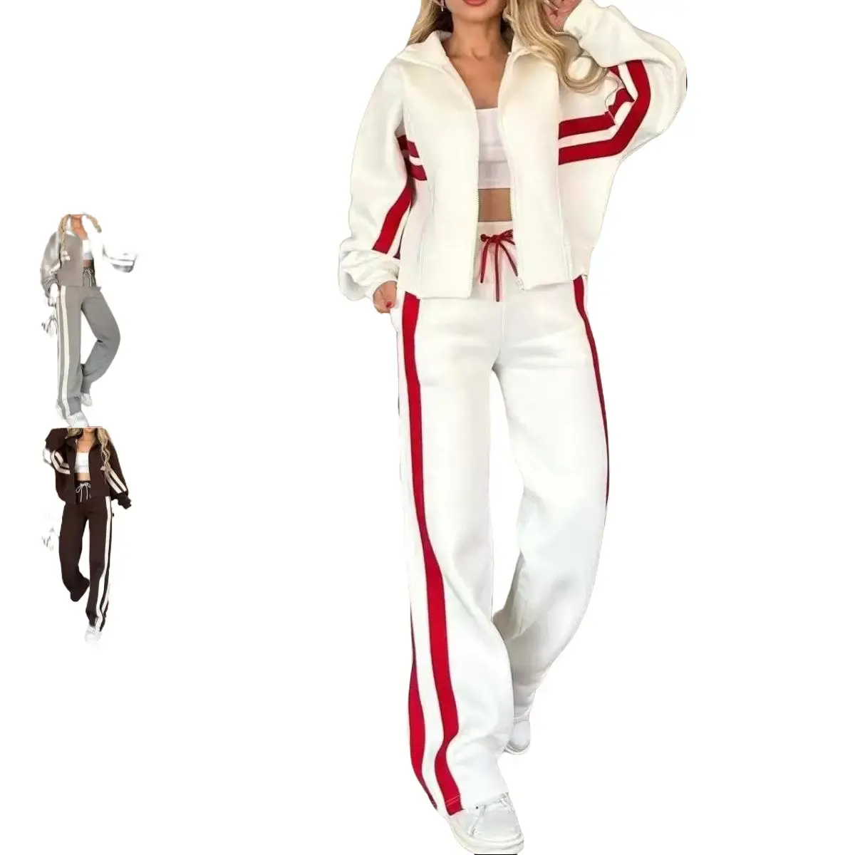 Fashion Two-piece Women's White Sports Suit Loose Sports Shirt Casual Pants Sets Sportswear Women Clothes Tracksuit Women Outfits