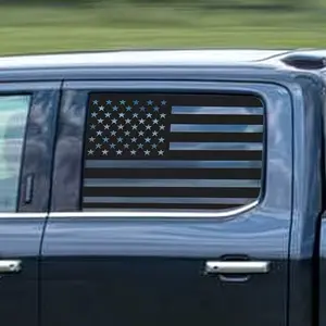 Pair of Rear Side Window Decals (2PCs) for F150 Models from 2015 to 2021, Featuring American Flag Design, Made of Vinyl, Suitable for Rear Side Windows