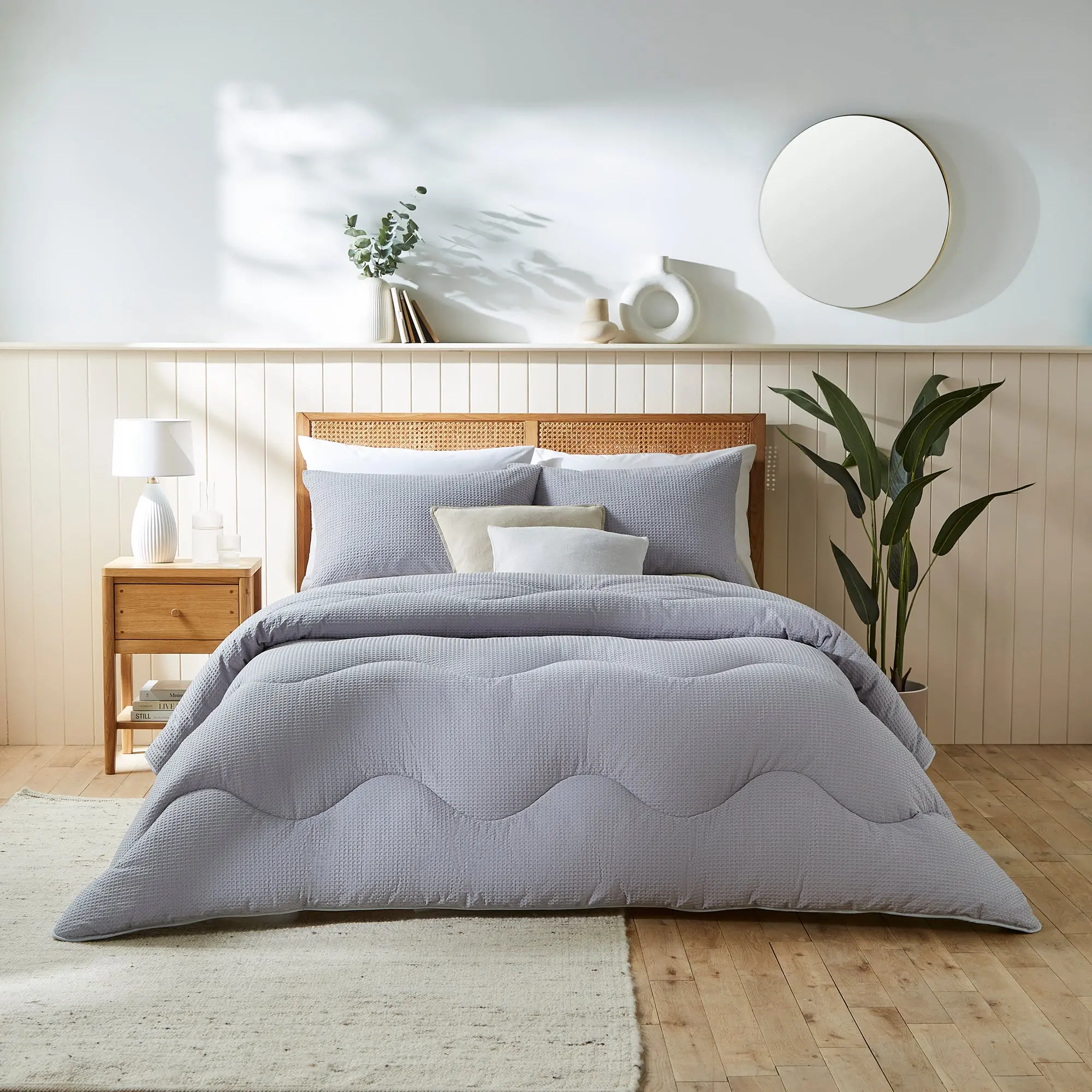 Gray 100% Cotton Waffle All-In-One Comforter