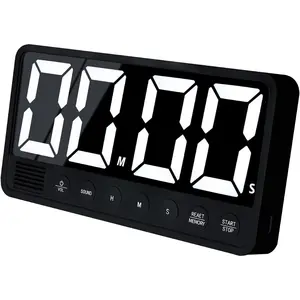 Digital Kitchen Timer - 7.1"  Display LED  Rechargeable Countdown/Up Timer, w/6 Alarms 4 Levels Volume Memory Function for Cooking, Classroom, Office,  Gym(Black)