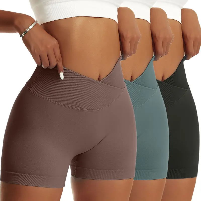 Women's High Waist V-Cut Scrunch Butt Enhancer BBL Biker Shorts - Medium Compression Polyamide Blend Gym Clothes, Stretchy Sporty Gym Apparel for Yoga, Biking, Sporty Shorts, V Cut Shorts