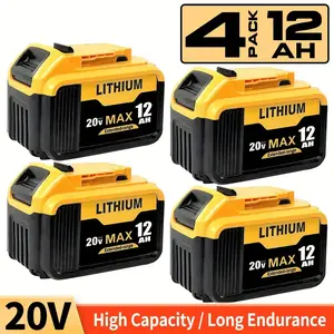 【Upgraded version】DCB200  12.0Ah Lithium Battery Replacement for Dewalt 20V Battery Max XR Cordless Tools DCB180 DCB206 DCB206-2 DCB200 DCB204 DCB204BT-2 DCB203 DCB201 DCB207 Wireless power tools lithium battery replacement