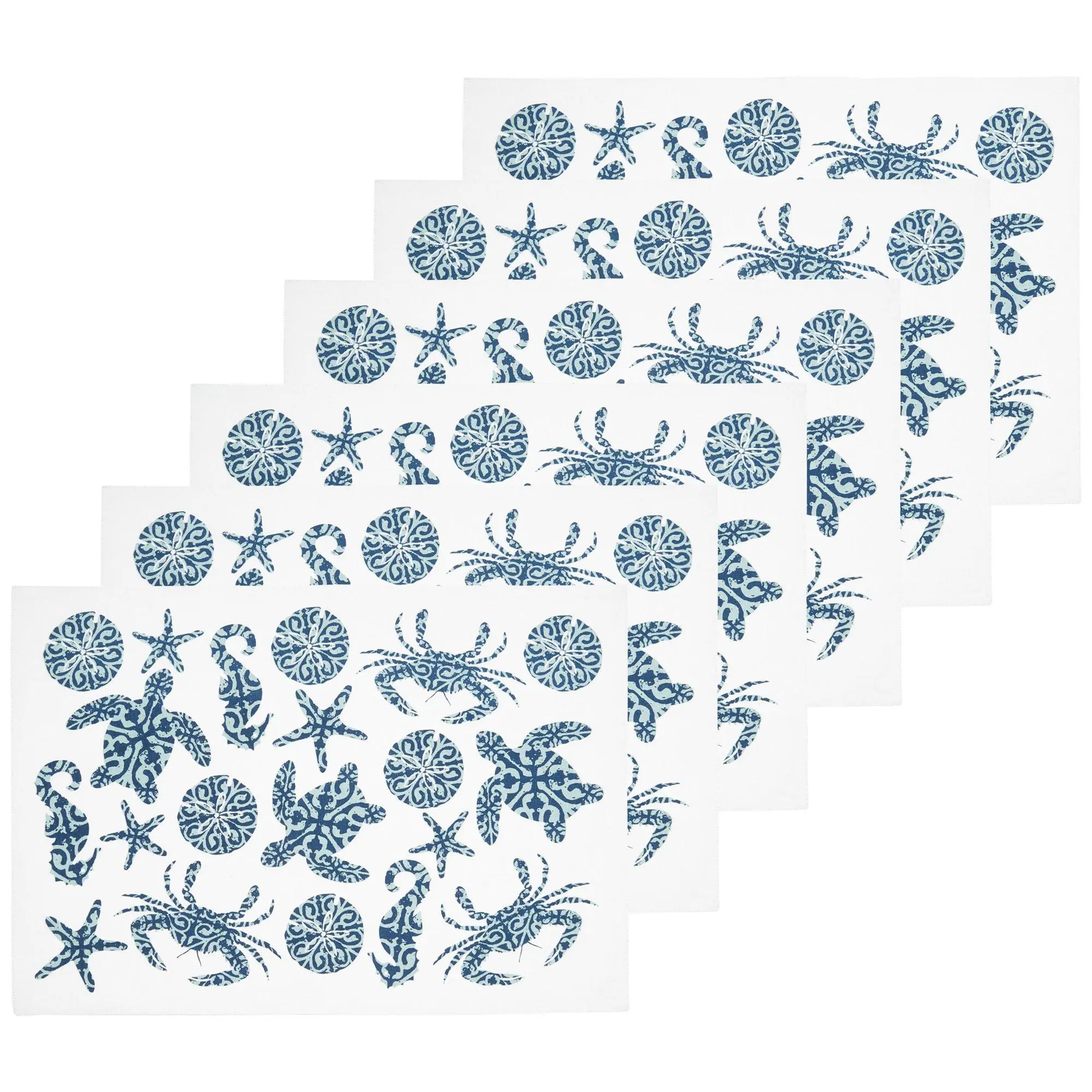 Stamped Seaside Set of 6 Placemats by Valerie