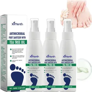【3 bottles】Tea Tree Oil Foot Spray - Plantar Moisturizing Deodorant for Odor Control & Dry Feet Care, Natural Foot Sanitizer with Antifungal Properties,Ximonth Clear Foot Sanitizer Spray,for Foot & Shoe Freshness