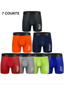 4/5/7pcs Men's Performance Boxer Briefs 6" Athletic Sport Underwear Mesh or Ice Silk Regular Leg Cool Dry Underwear for Men with Fly