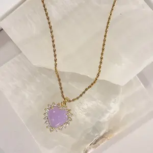 CRYSTAL HEART LAVENDER JADE necklace