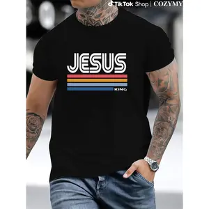Retro Jesus King T-Shirt Cotton Menswear