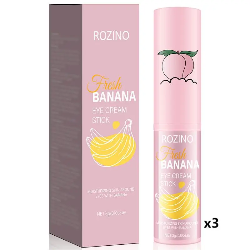 ROZINO Fresh Banana Eye Cream Stick - 3g x 3pcs, Natural Moisturizer for Hydrating & Brightening Eye Area, Nourishing Formula with Banana Essence, Ret