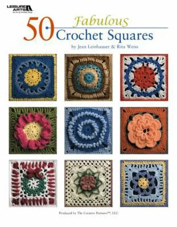 Used Paperback Book - 50 Fabulous Crochet Squares with Granny Square Designs by Jean Leinhauser - English