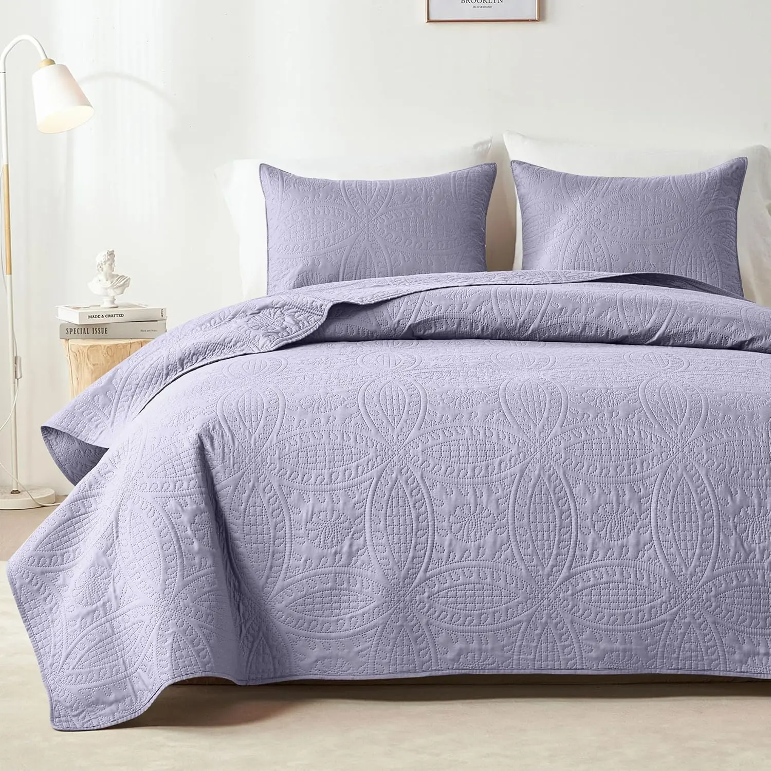 【Summer Sales Deals】Ultra-Soft Cozy Bedding Set 3-Piece, Colchasbonitas Ultrasonic Quilted Bedroom Gift for Restful Sleep All Year Round