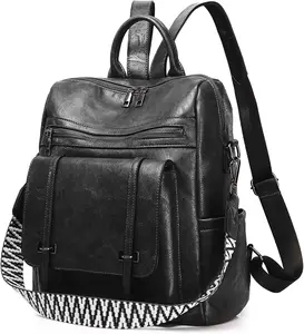 Fashion Backpack Purse for Women, Black PU Leather Backpack Purse Medium Size, Convertible Shoulder Bags Handbag, Suitable for Women for Shopping, Traveling, Work