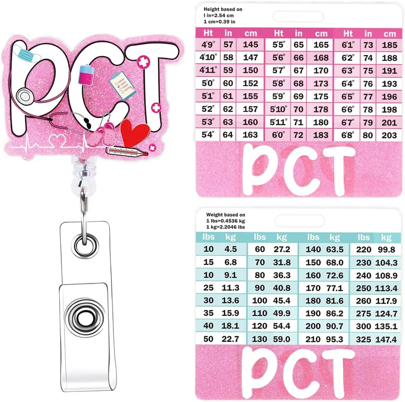 PCT Badge Reel with Badge Buddy -  Pink PCT Badge Reel Card Holder ID Name  Tags  Care Technician Retractable ID Clip for   Gifts Work Accessories Essentials