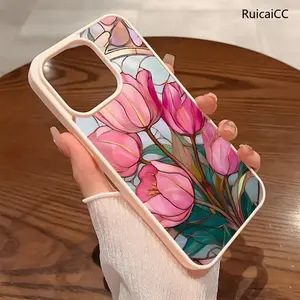 Premium Magnetic Phone Cases for iPhone11/12/13/14/15/16//17/Air/promax/Plus Enamel pink Tulip y2k cased MagSafe Ready, Anti-Fall, Springtok and Ultra-Thin Design | Perfect for Everyday Use Protector Screen Protector Aesthetic Resistance