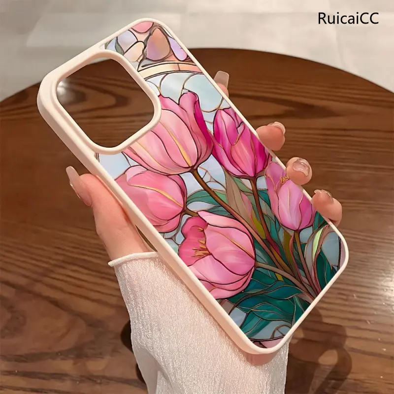 Premium Magnetic Phone Cases for iPhone11/12/13/14/15/16//17/Air/promax/Plus Enamel pink Tulip y2k cased MagSafe Ready, Anti-Fall, Springtok and Ultra-Thin Design | Perfect for Everyday Use Protector Screen Protector Aesthetic Resistance