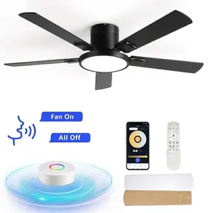 BAYSQUIRREL 52in Ceiling Fan light with Voice Control,Remote & APP,Smart Voice Control No Wi-Fi/Alexa Required, 6 Speed Reversible Dimmable LED Lighting for Kids,Seniors,Indoor & Outdoor Use